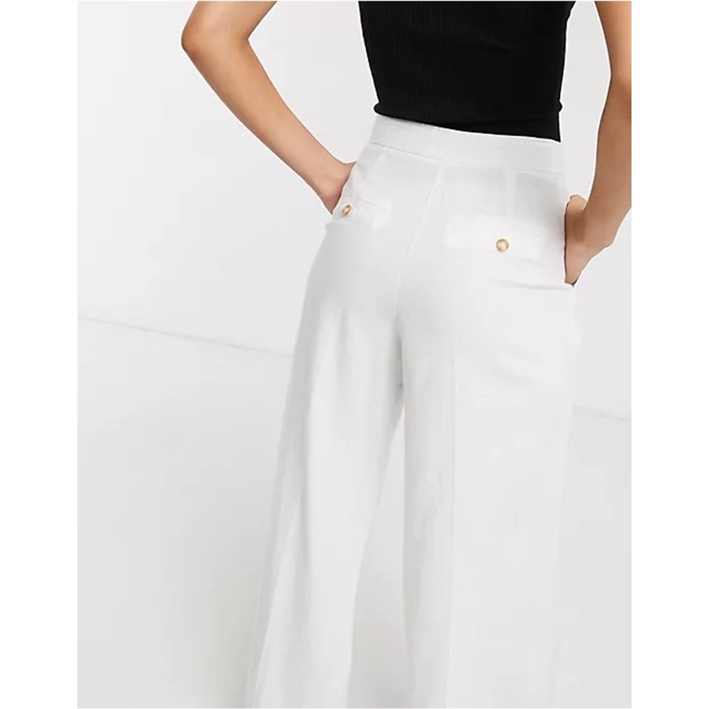 NWT ASOS DESIGN Linen Wide Leg Pants - Picture 3 of 7